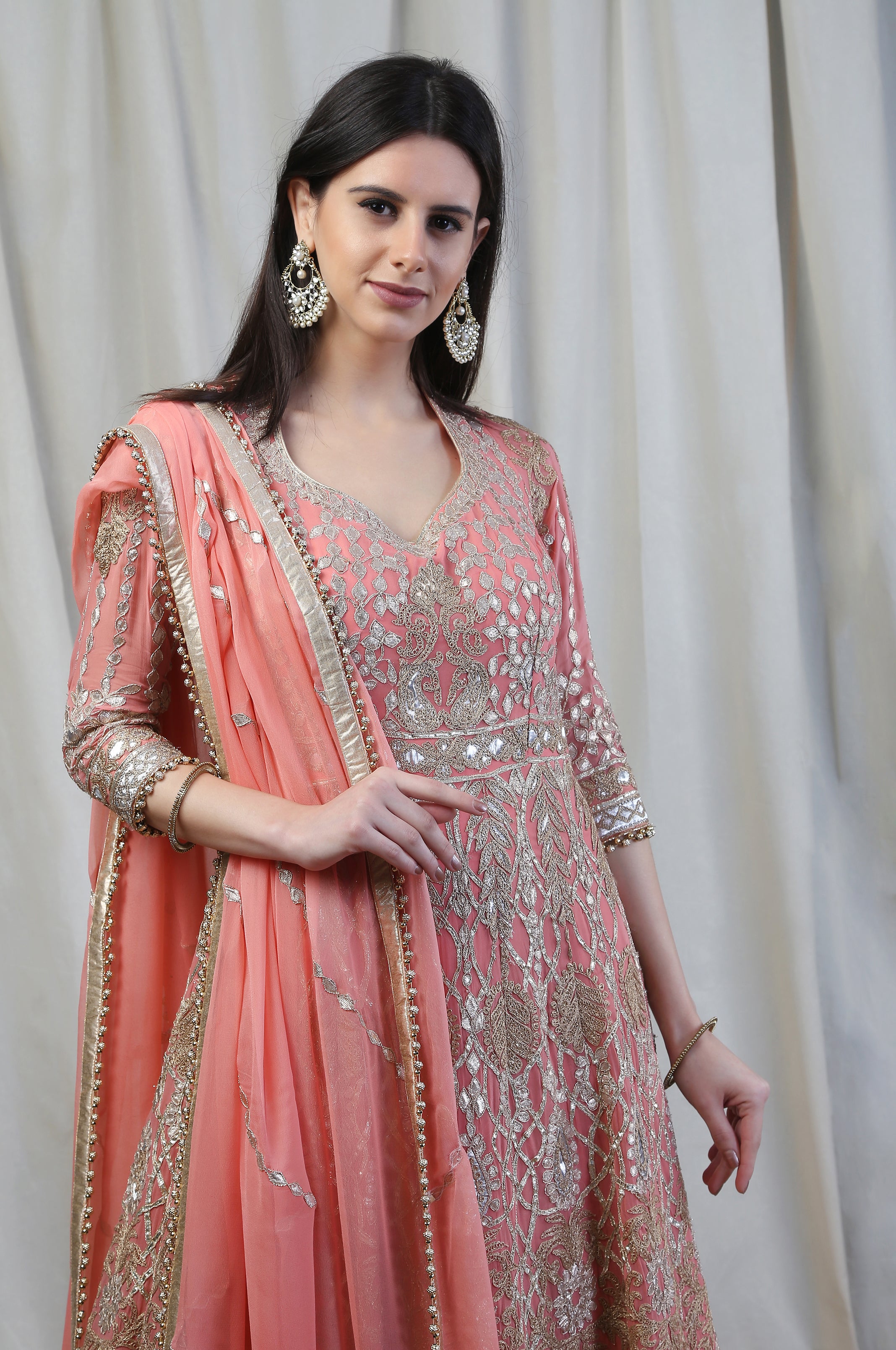 Fully Embroidered Anarkali Gown with Dupatta